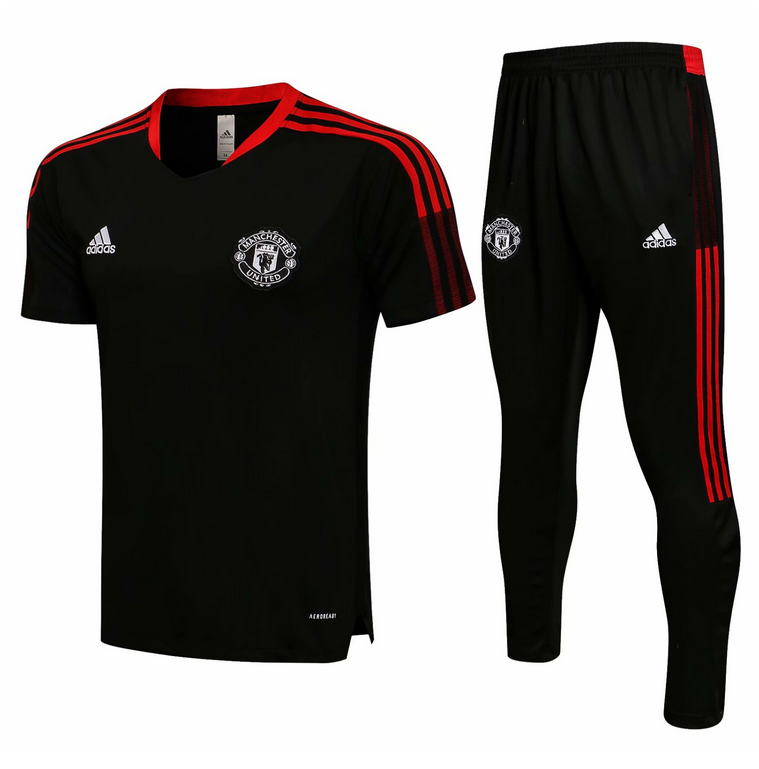 2021/22 Manchester United Black Training Kits Shirt with Pants